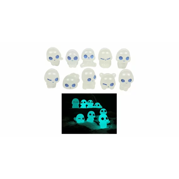 Set 10 ornamente decorative fosforescente Alien, albastru