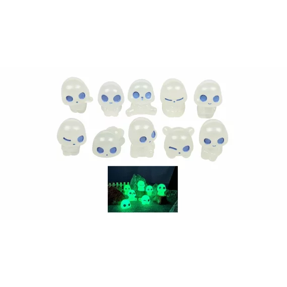 Set 10 ornamente decorative fosforescente Alien, verde