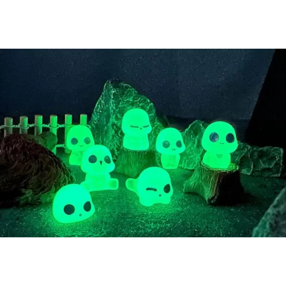 Set 10 ornamente decorative fosforescente Alien, verde