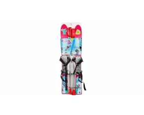 Baby schiuri de plastic pentru copii de 90 cm cu bete, roz