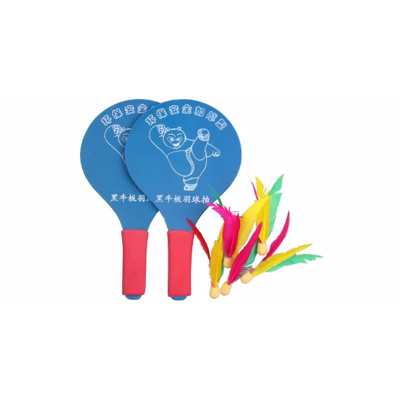 Battledore bate din lemn pentru badminton albastru