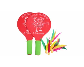 Battledore bate din lemn pentru badminton rosu