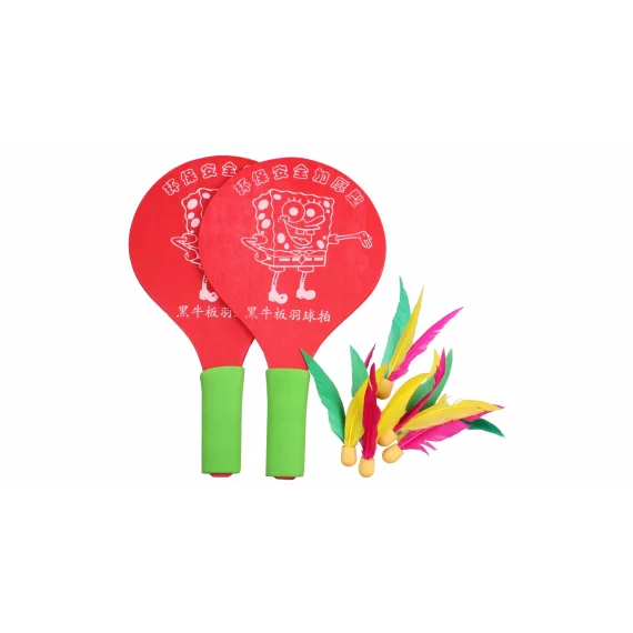 Battledore bate din lemn pentru badminton rosu