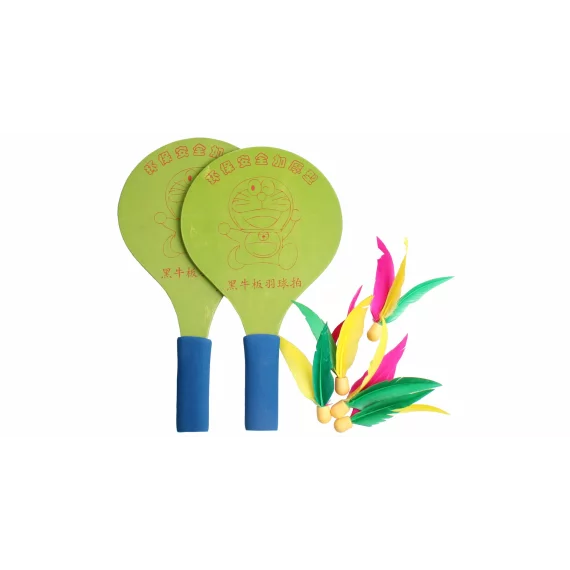 Battledore bate din lemn pentru badminton verde