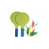 Battledore bate din lemn pentru badminton verde