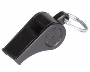 Black Plus plastic whistle with cord