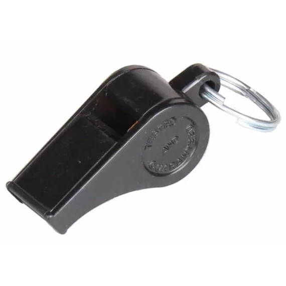 Black Plus plastic whistle with cord