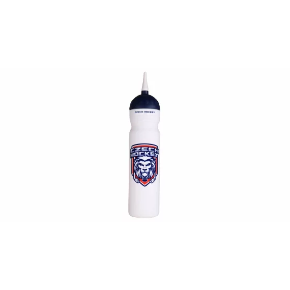 Sticla sport cu pai pentru hochei Czech Lion, alb