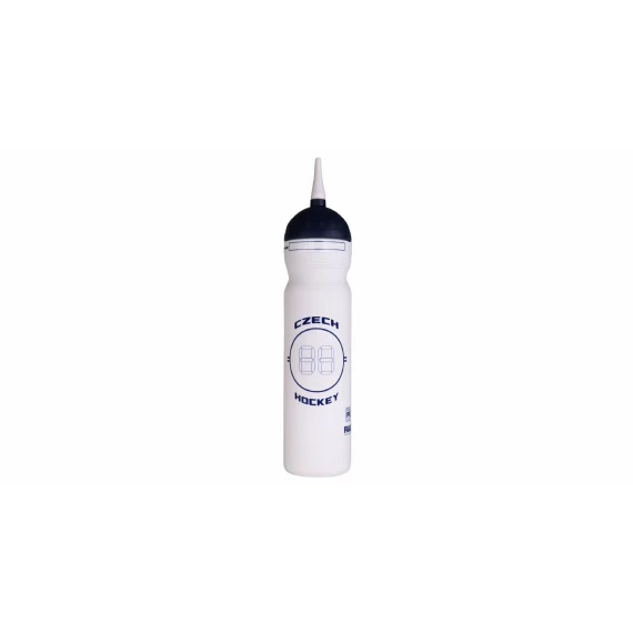 Sticla sport cu pai pentru hochei Czech Lion, alb