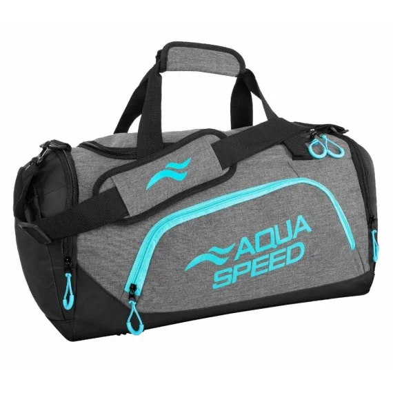 Duffle Bag L sportovní taška šedá-tyrkysová