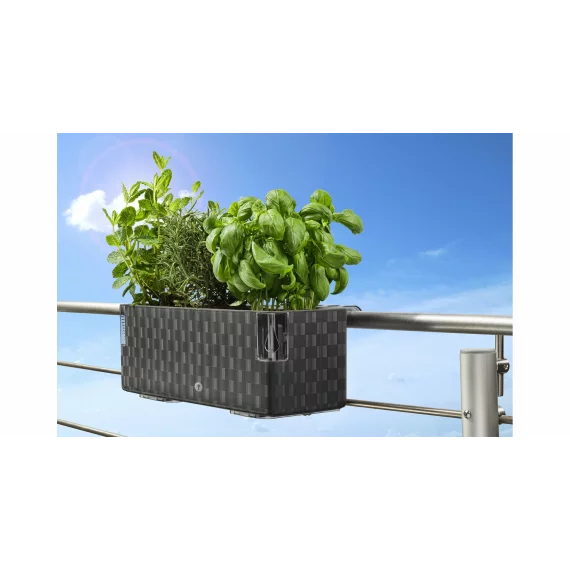 Ghiveci balcon cu auto-udare Cobble Trio alb