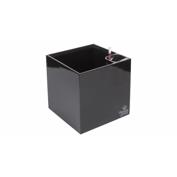 Ghiveci cu sistem de auto-irigare Cubico, negru