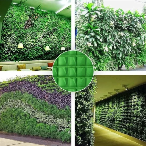 Ghiveci de plantare pentru perete, verde cu 18  buzunare
