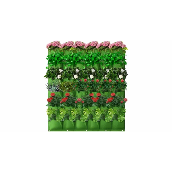 Ghiveci de plantare pentru perete, verde cu 25 de buzunare