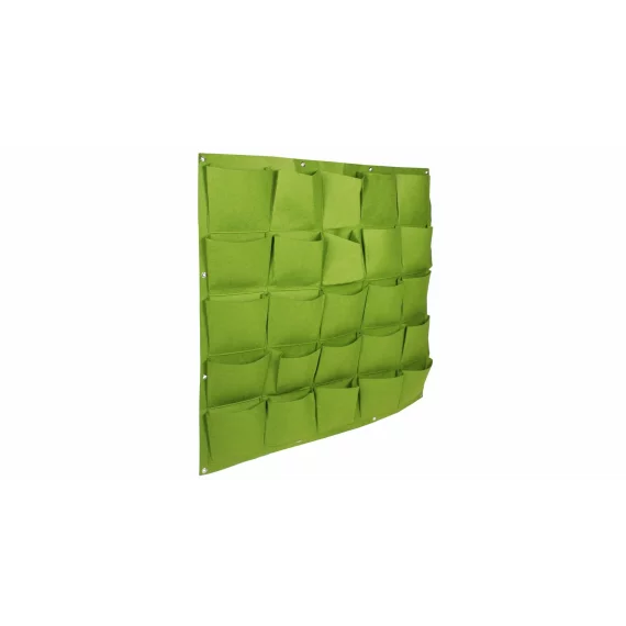Ghiveci de plantare pentru perete, verde cu 25 de buzunare