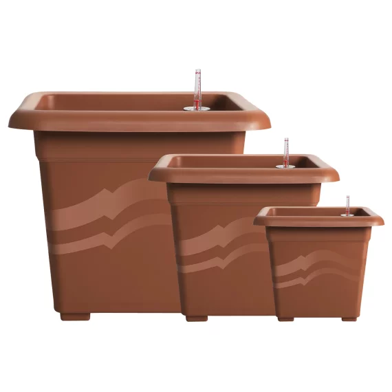 Ghiveci flori cu auto-irigare Quattro Aqua Pro terracotta