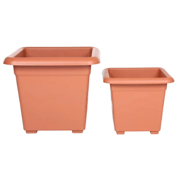 Ghiveci flori cu auto-irigare Quattro Aqua Pro terracotta