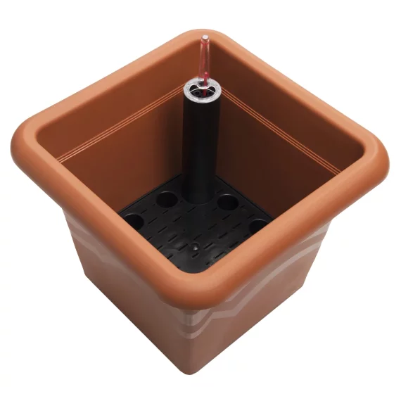Ghiveci flori cu auto-irigare Quattro Aqua Pro terracotta