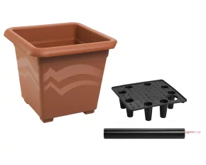 Ghiveci flori cu auto-irigare Quattro Aqua Pro terracotta