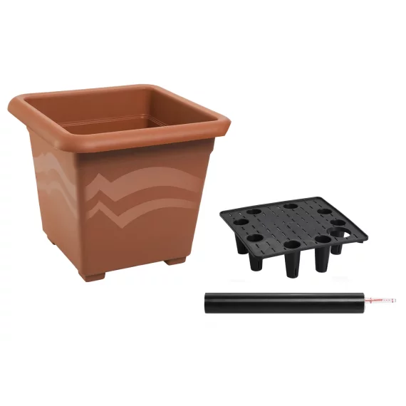 Ghiveci flori cu auto-irigare Quattro Aqua Pro terracotta