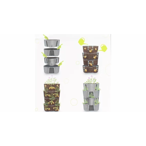 Ghiveci pliabil din plastic pentru capsuni, plante aromatice, cartofi, Plastkon Potato, 4 niveluri