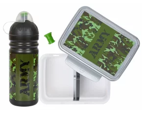 Healthy bottle bidon si cutie de gusti cu tematica de camuflaj