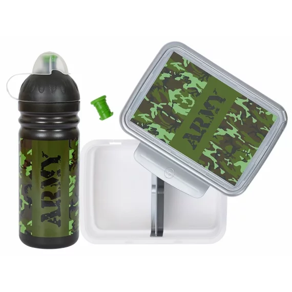 Healthy bottle bidon si cutie de gusti cu tematica de camuflaj
