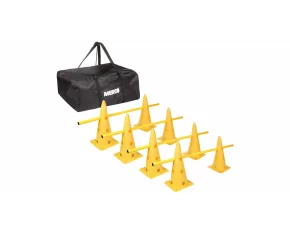 Kit antrenament agilitate Jump 4HS38, contine 8x conuri cu inaltimea de 38cm, 4x bete 100cm