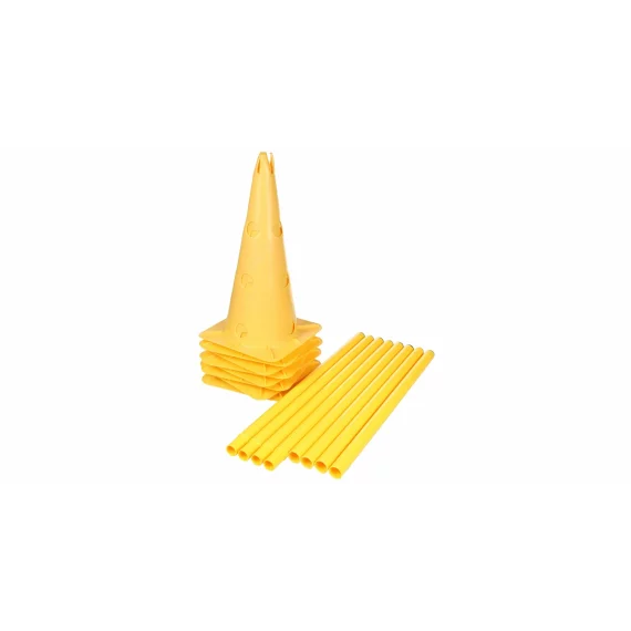 Kit antrenament agilitate Jump 4HS38, contine 8x conuri cu inaltimea de 38cm, 4x bete 100cm