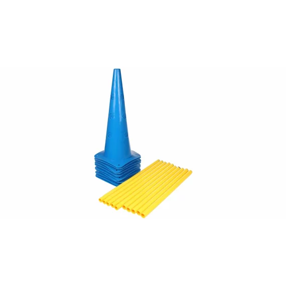 Kit antrenament agilitate Jump 5HS47, contine 10x conuri cu inaltimea de 47cm, 5x bete 100cm,