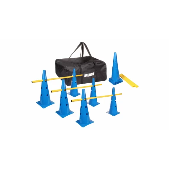 Kit antrenament agilitate Jump 5HS47, contine 10x conuri cu inaltimea de 47cm, 5x bete 100cm,
