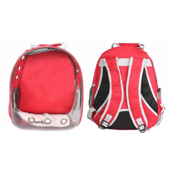 Petbag Rucsac transparent pentru animale de companie ,rosu