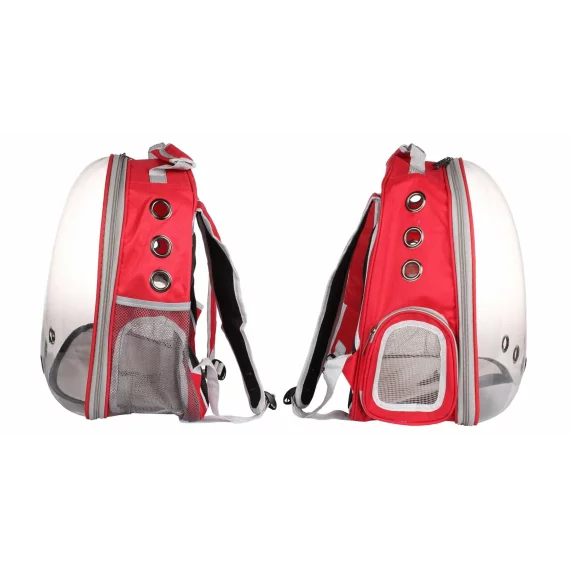 Petbag Rucsac transparent pentru animale de companie ,rosu