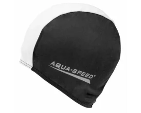 Polyester swimming cap black-white