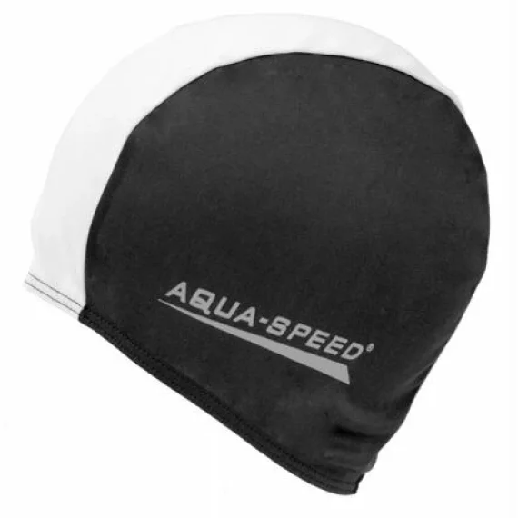 Polyester swimming cap black-white