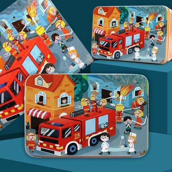 Puzzle camion de pompieri 100 de piese