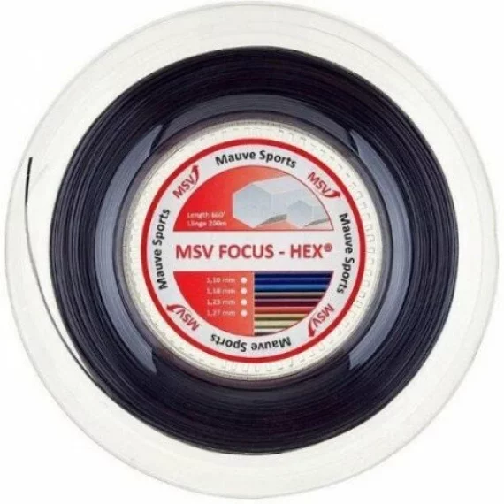 Racordaj tenis Focus HEX 200 m negru