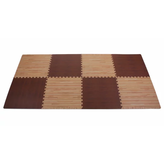 Set saltele fitness 60 x 60 x 1 cm imitatie lemn Woody, maro deschis, 4 buc