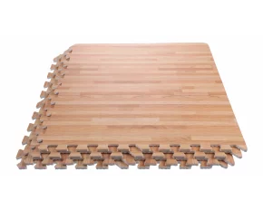 Set saltele fitness 60 x 60 x 1 cm imitatie lemn Woody, maro deschis, 4 buc