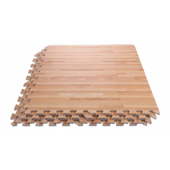 Set saltele fitness 60 x 60 x 1 cm imitatie lemn Woody, maro deschis, 4 buc