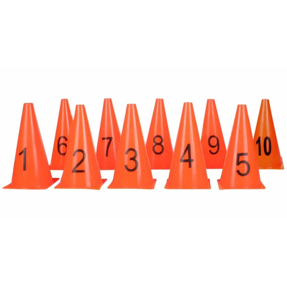 Set de 10 conuri numerotate, inaltime 23 cm