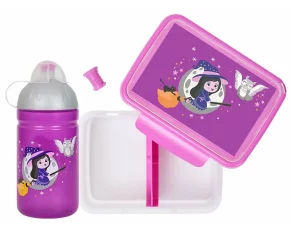 Sticla cu vrajitoare si cutie de gustari