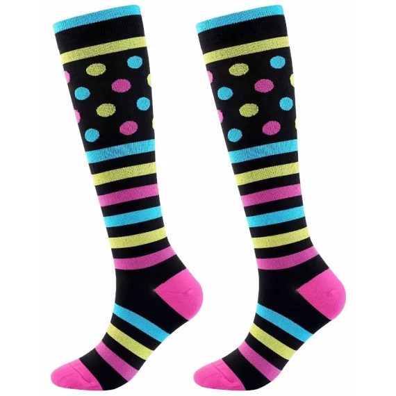 Striped Dots sosete de compresie pentru femei pana la genunchi