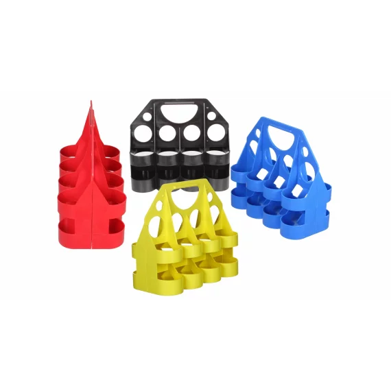 Suport 8 bidoane din plastic, galben