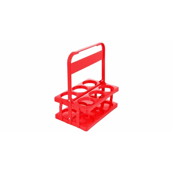 Suport pliabil transport bere, diametrul maxim de 7 cm, Merco Beer Holder 6, rosu