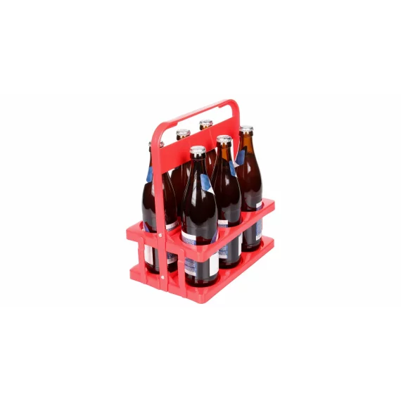 Suport pliabil transport bere, diametrul maxim de 7 cm, Merco Beer Holder 6, rosu