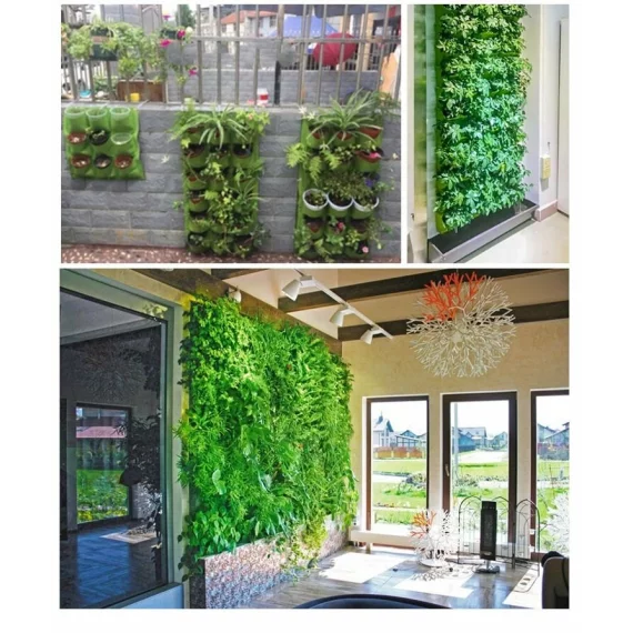 Vertical Grow Bag 4 sac de plantare pentru perete, verde