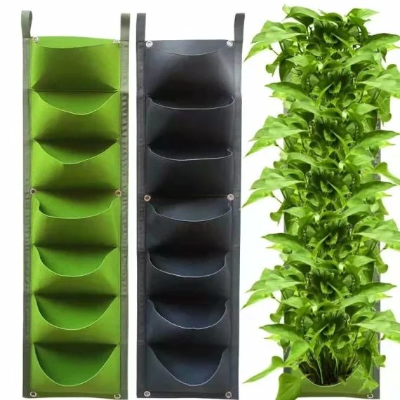 Vertical Grow Bag 7 sac de plantare pentru perete, verde