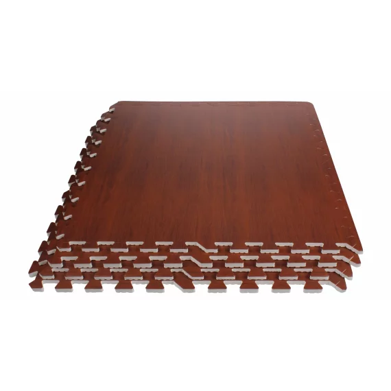Set saltele fitness 60 x 60 x 1 cm imitatie lemn Woody, maro inchis, 4 buc