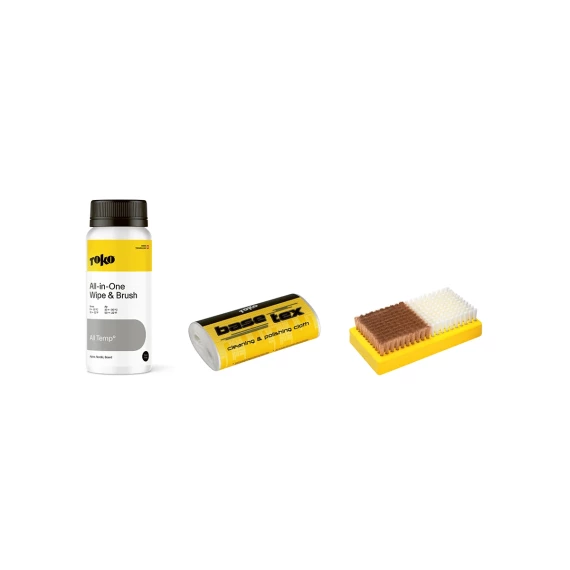 Kit ceara, perie si Basetex, Toko All-In-One Wipe &amp; Brush Kit